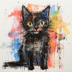 Kids drawing of a cat by Generative AI
