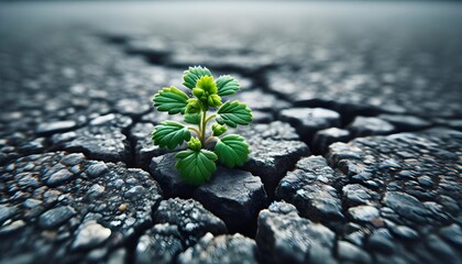 green sprout on the dry ground