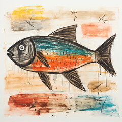 Kids drawing of a fish by Generative AI.
