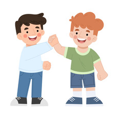 Boys high five together vector illustration