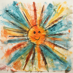 Kids drawing of a sun by Generative AI