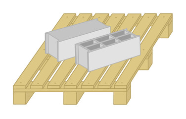 Concrete blocks on wooden pallet - Works construction and DIY