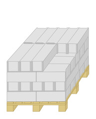 Concrete blocks on wooden pallet - Works construction and DIY