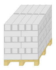 Concrete blocks on wooden pallet - Works construction and DIY