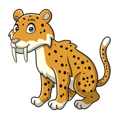 Cute smilodon cartoon on white background