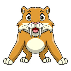 Cute smilodon cartoon on white background