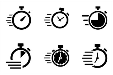 quick time icon set, fast deadline, vector illustration on white backgrond - obrazy, fototapety, plakaty