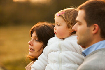 Fototapeta premium Love, laughter on hay, beneath setting sun
