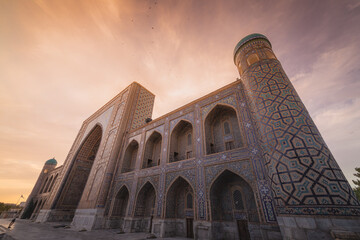 Color image of the Registan palace in Samarkand, Uzbekistan.