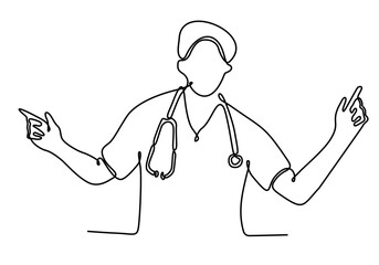 Continuous one line drawing healthcare activity concept. Single line draw design vector graphic illustration