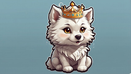 illustration of crowned doggy sticker