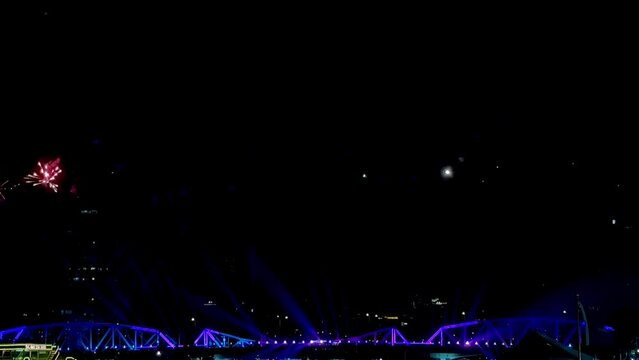 4K fireworks light and sound work at Phuttha Yot Fa Bridge Bangkok	