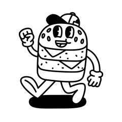 Double cheeseburger character design for website, application, printing, document, poster, sticker design, etc.