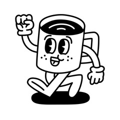 Coffee character design for website, application, printing, document, poster, sticker design, etc.