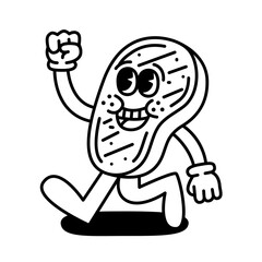 Steak character design for website, application, printing, document, poster, sticker design, etc.
