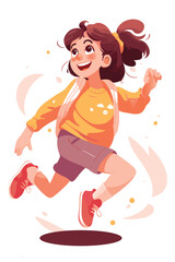 Obraz na płótnie Canvas Cute little girl in sportswear jumping, vector illustration.