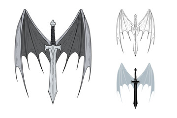 Sword Blade with demon Wings