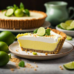 Key Lime Pie - Tangy Citrus Bliss on a Crispy Graham Cracker Crust