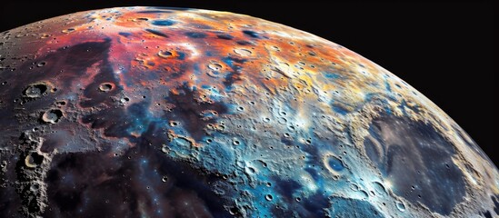Enhanced colors highlight minerals on Full Moon surface.
