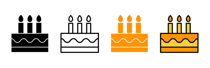 Cake icon set  vector. Cake sign and symbol. Birthday cake icon