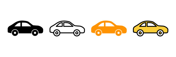 Car icon set vector. car sign and symbol. small sedan
