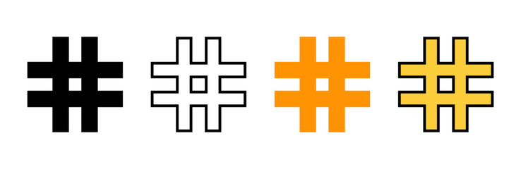 Hashtag icon set vector. hashtag sign and symbol