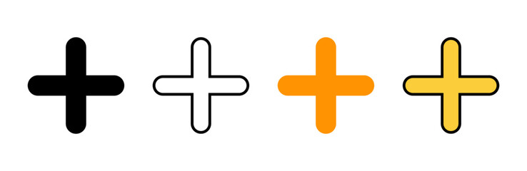 Plus Icon set vector. Add plus sign and symbol