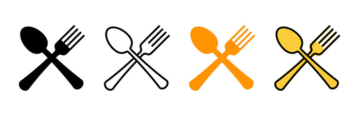 spoon and fork icon set vector. spoon, fork and knife icon vector. restaurant sign and symbol