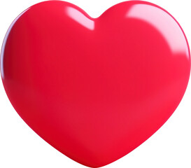 3d style red heart isolated on transparent background. PNG