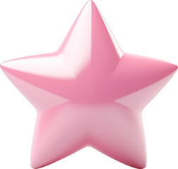 Obraz premium 3d style pink star isolated on transparent background. PNG