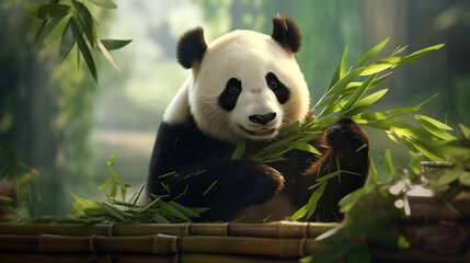 Panda eating bamboo