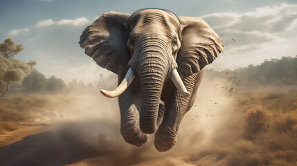 elephant running and chasing © The Thee Studio