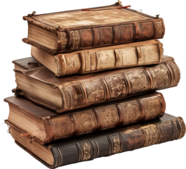 Stack of books isolated on transparent background. png