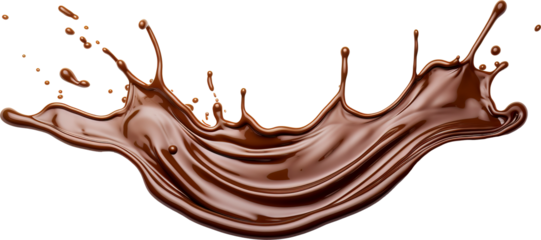 Chocolate splashes isolated on transparent background. PNG