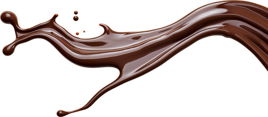 Chocolate splashes isolated on transparent background. PNG