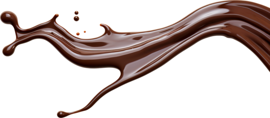 Chocolate splashes isolated on transparent background. PNG