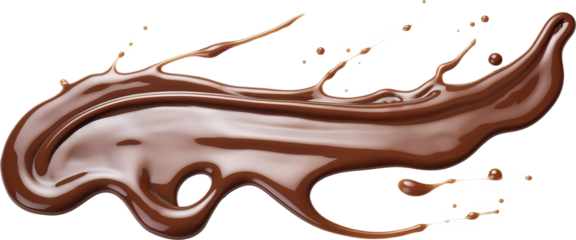 Chocolate splashes isolated on transparent background. PNG