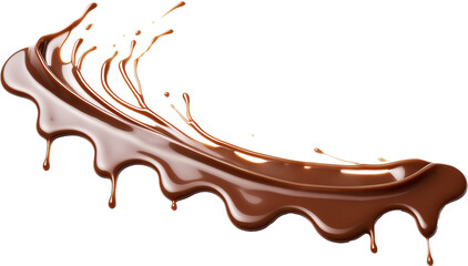 Melted chocolate dripping isolated on transparent background - obrazy, fototapety, plakaty