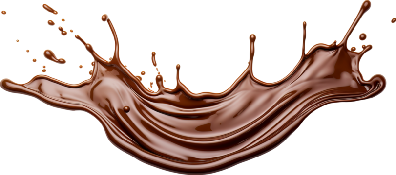 Chocolate splashes isolated on transparent background. PNG