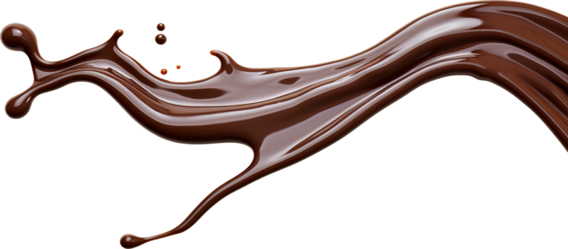 Chocolate splashes isolated on transparent background. PNG