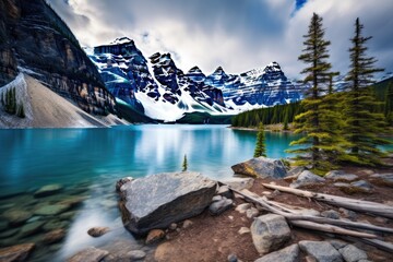 Moraine lake in Banff National Park, Alberta, Canada, Lake Moraine, Banff National Park, AI Generated