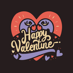 happy valentines day with heart and ribbon 