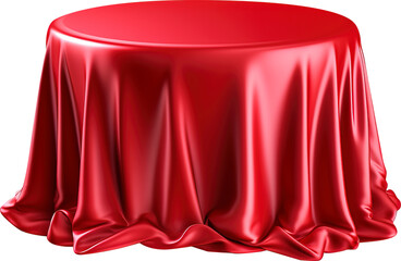 Red velvet tablecloth isolated on transparent background. PNG
