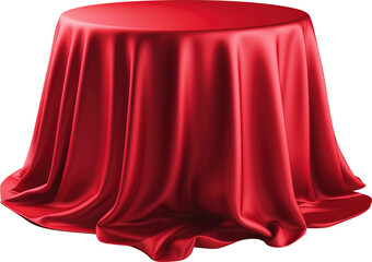 Red velvet tablecloth isolated on transparent background. PNG