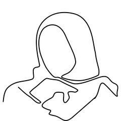 Continous line hijab woman illustration 