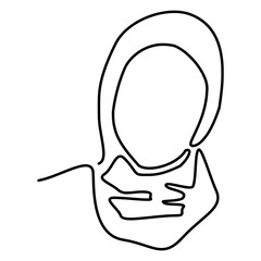 Continous line hijab woman illustration