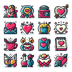 VALENTINE LOVE ICON SET VECTOR