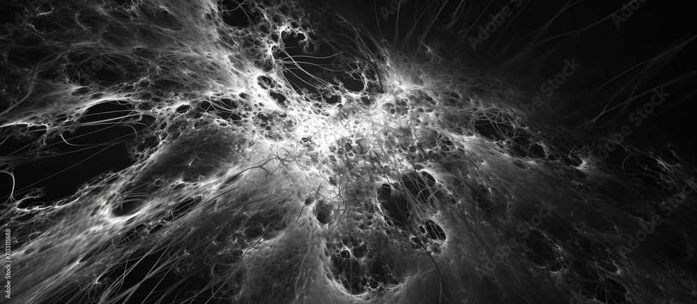 Aufkleber 3d rendering of a computer-generated map shows abstract intensity patterns for dark matter and energ