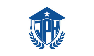 JPH three letter iconic academic logo design vector template. monogram, abstract, school, college, university, graduation cap symbol logo, shield, model, institute, educational, coaching canter, tech