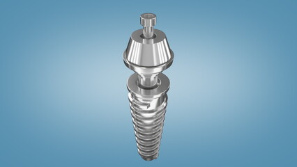 Dental implant construction. 3D animation. Dental care